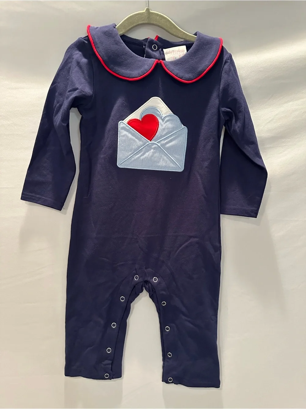 Classic Navy Heart Envelope One-Piece for Kids